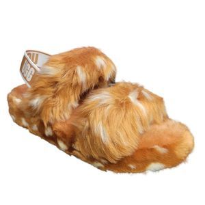 UGG Fluffy Orange and White Slippers